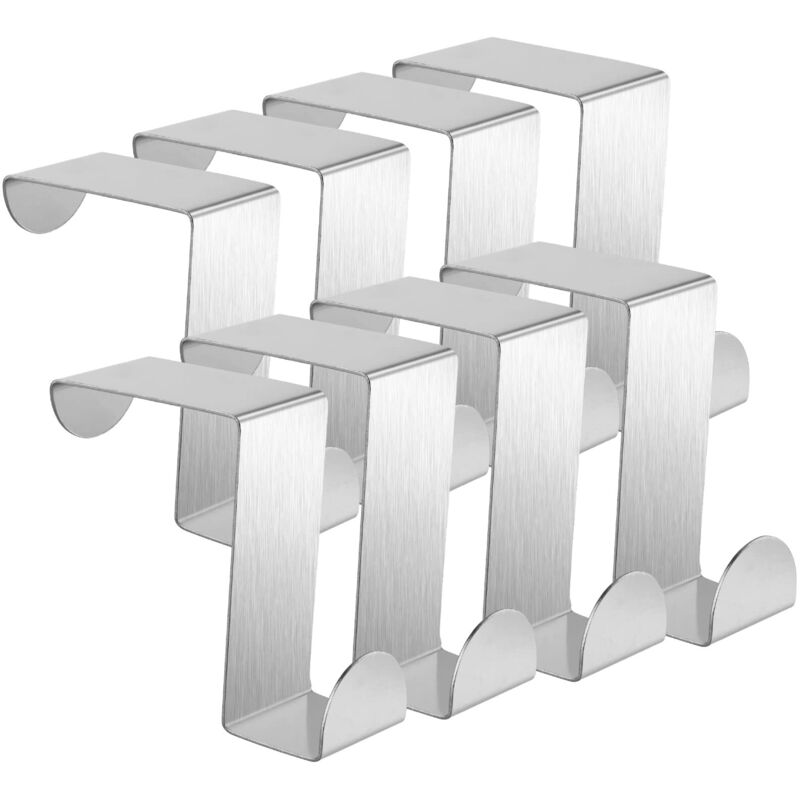 Türhaken in Z-Form aus Edelstahl, Tür-/Schubladenkantenhaken, Kleiderhaken für Tür, Schublade, Schrank, Kleiderschrank, Silber, 8 Stück