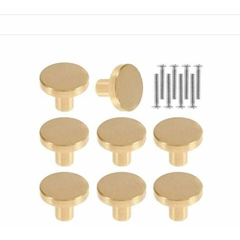 Türknöpfe aus massivem Messing, runde Schrankknöpfe, Vintage-Möbel, runde Griffe mit Schrauben für Kleiderschränke, Schubladen, 20 x 25 mm (8 Stück)
