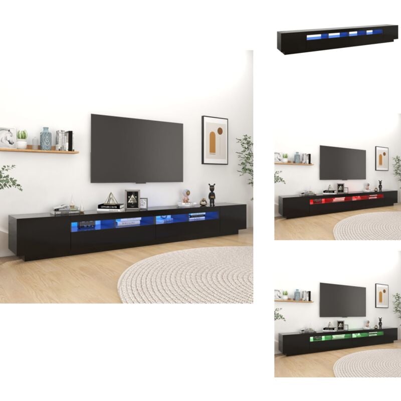 Vidaxl - TV-Schrank mit LED-Leuchten Schwarz 300x35x40 cm - tv Schrank - Holzwerkstoff Möbel - led Beleuchtung - Fernseher Stand - Wohnzimmer