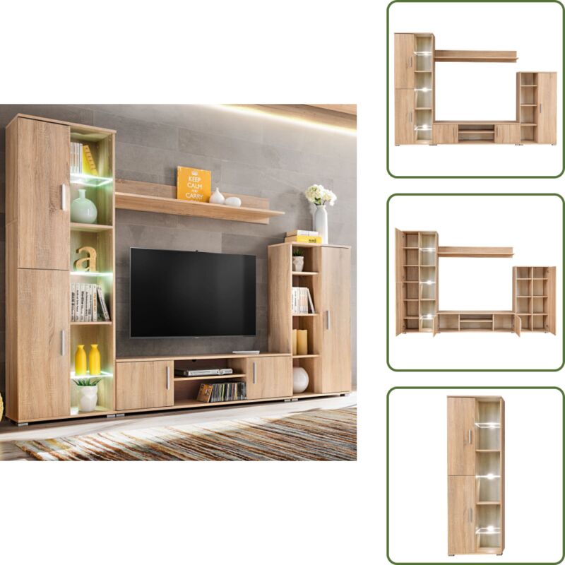 Vidaxl - tv Wohnwand mit LED-Leuchten Sonoma Eiche - TV-Wand - Fernsehschränk - Wohnwand - Sideboard - Wohnzimmer Dekoration