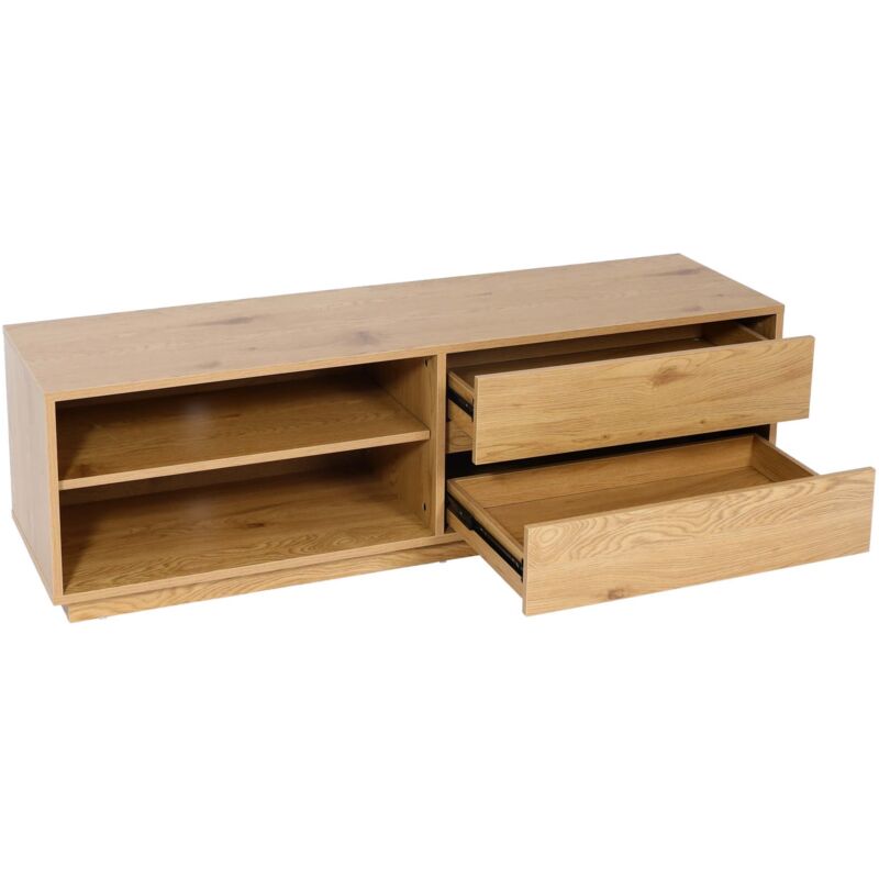 HHG - TV-Rack 120, Fernsehtisch Lowboard Kommode, Schublade, mdf 42x140x40cm