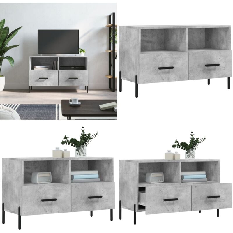 Vidaxl - TV-Schrank Betongrau 80x36x50 cm Holzwerkstoff - tv Schrank - Holzwerkstoff - Fernsehtisch - Wohnzimmermöbel - Regal - Home & Living