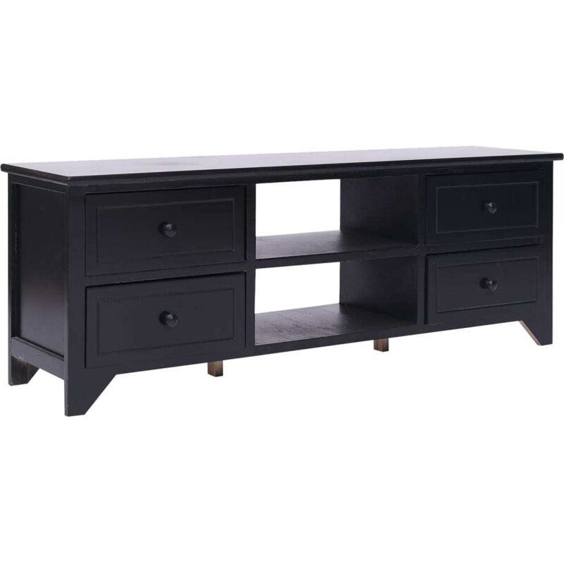Jinlefu - vidaXL TV-Schrank Schwarz 108x30x40 cm Massivholz Paulownia