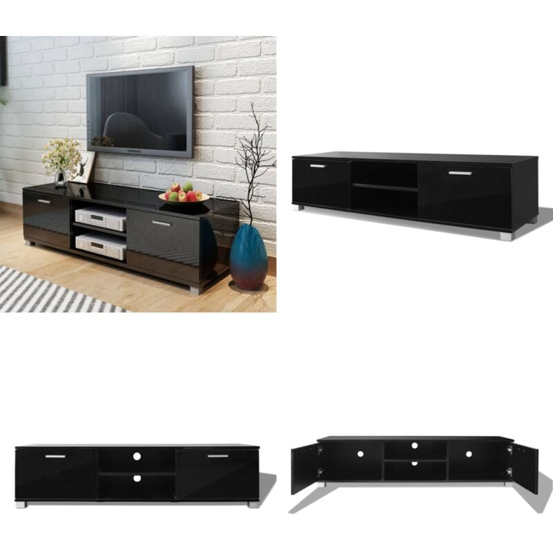 Vidaxl - TV-Schrank Hochglanz-Schwarz 140x40,5x35 cm - tv Schrank - Hifi Schrank - Wohnzimmerschrank - Entertainment Center - Moderner tv Stand