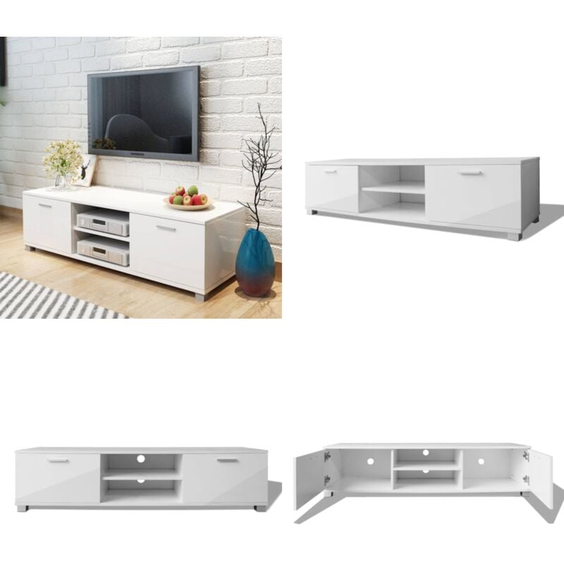 Vidaxl - TV-Schrank Hochglanz-Weiß 140x40,5x35 cm - tv Schrank - Hifi Schrank - Wohnzimmerschrank - Entertainment Center - Weißer Schrank - Home &