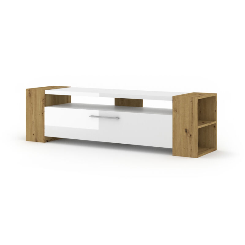 Bim Furniture - TV-Schrank livia 160 cm Handwerks-Eiche / Hochglanz Weiß