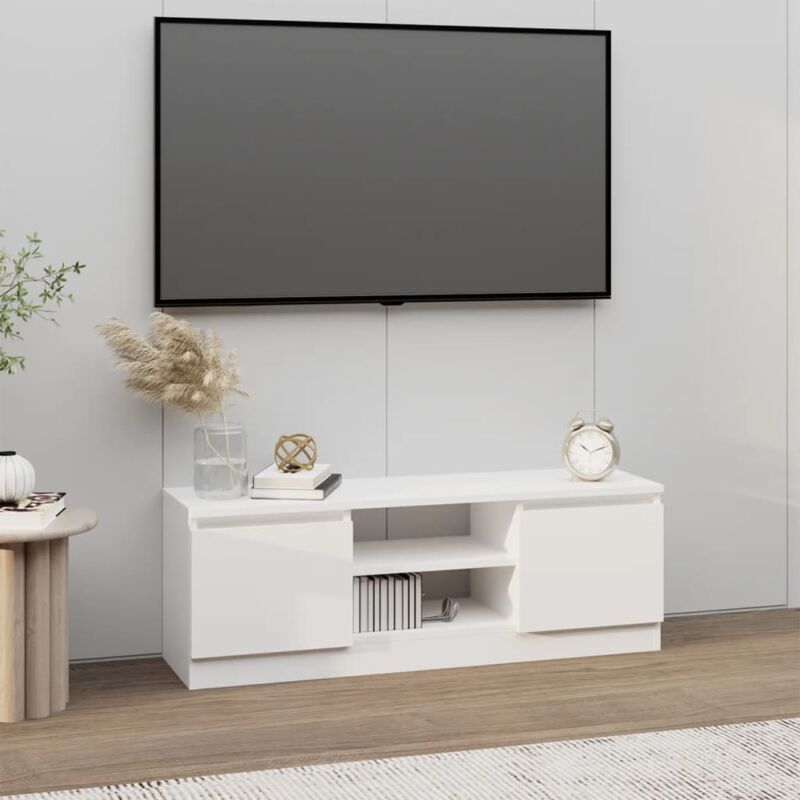 Bonnevie - TV-Schrank mit Tür, TV-Lowboard, Fernsehschrank Weiß 102x30x36 cm NMKS13684