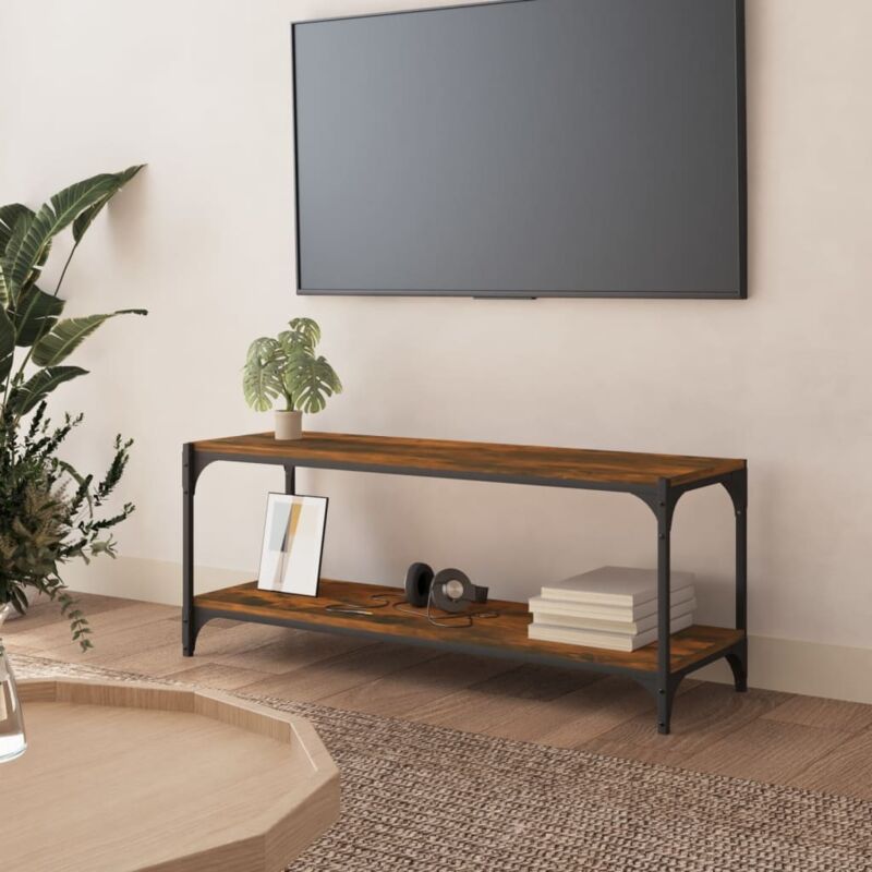 Vidaxl - TV-Schrank Räuchereiche 100x33x41 cm Holzwerkstoff und Stahl