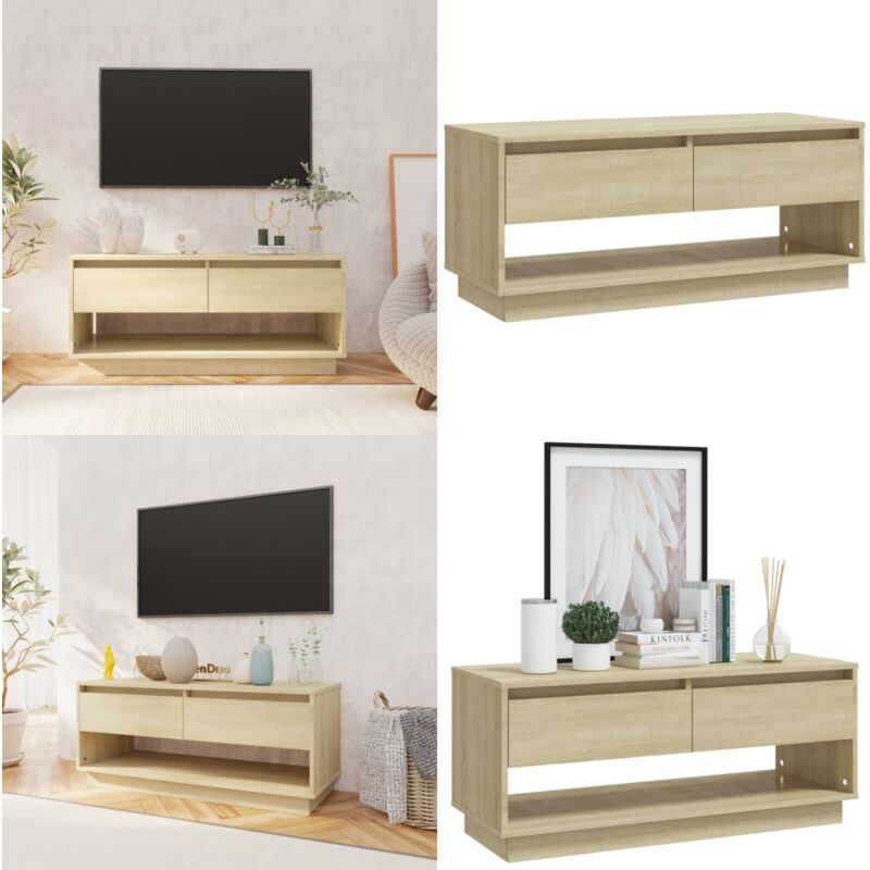 Vidaxl - TV-Schrank Sonoma-Eiche 102x41x44 cm Holzwerkstoff - TV-Schrank - Lowboard - Holzmöbel - Sonoma-Eiche - Fernsehtisch - Home & Living