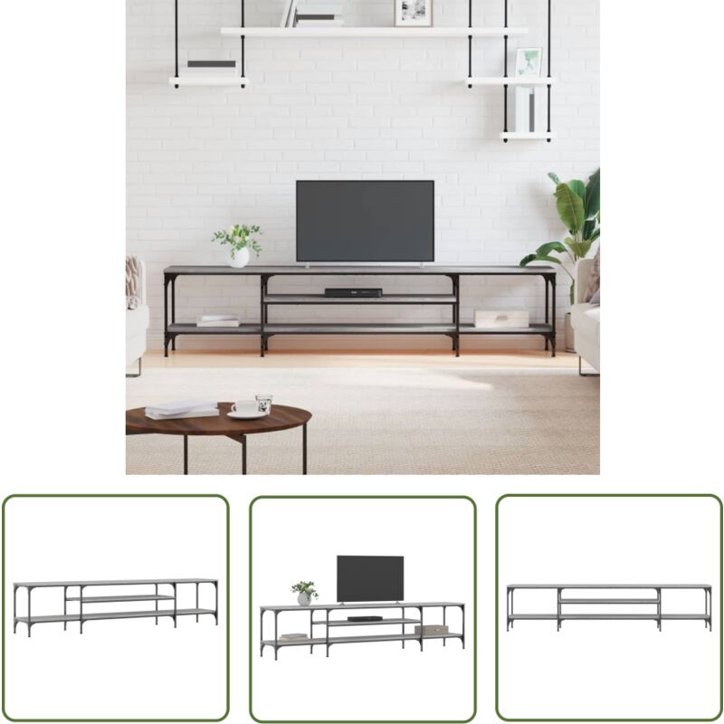 Maison Chic - The Living Store TV-Schrank Grau Sonoma 201x35x45 cm Holzwerkstoff & Eisen - tv Schrank - Industrieller Stil - Grau Sonoma - Regalboden
