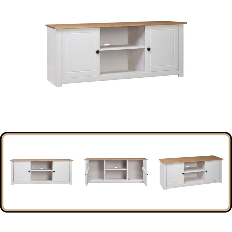 Vidaxl - TV-Schrank Weiß 120x40x50 cm Massivholz Panama-Kiefer - TV-Schrank - Massivholzmöbel - Kiefernholz - Weißer TV-Schrank - Wohnzimmermöbel