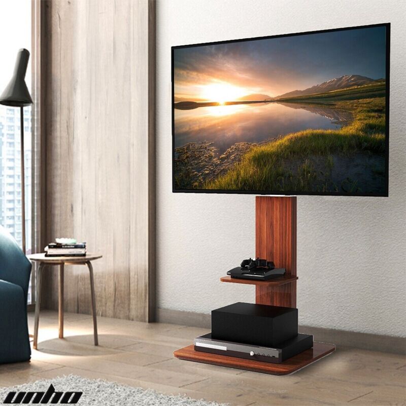 Tv Ständer Holz, tv Standfuss Höhenverstellbar Fernseher Halterung mit Ablage Universal für 32'-65', vesa 600x400mm, bis Max 40kg