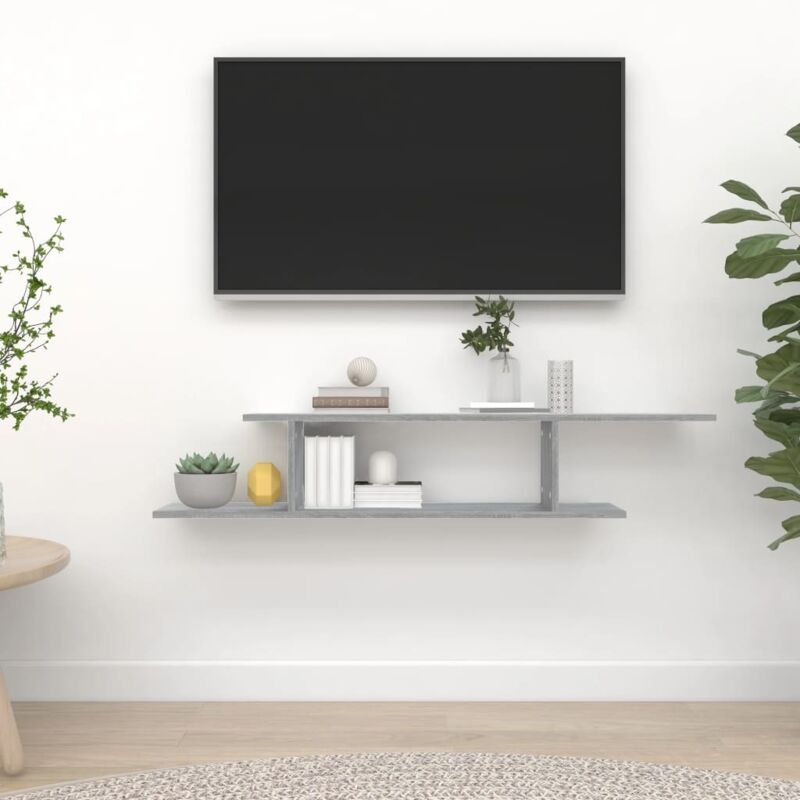 TV-Wandregal Grau Sonoma 125x18x23 cm Holzwerkstoff Vidaxl