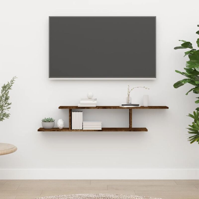 TV-Wandregal Räuchereiche 125x18x23 cm Holzwerkstoff Vidaxl