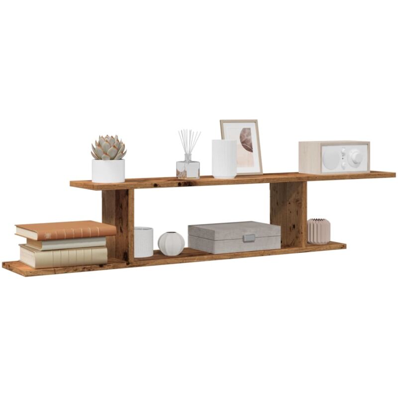 TV-Wandregal Altholz-Optik 125x18x23 cm Holzwerkstoff Vidaxl
