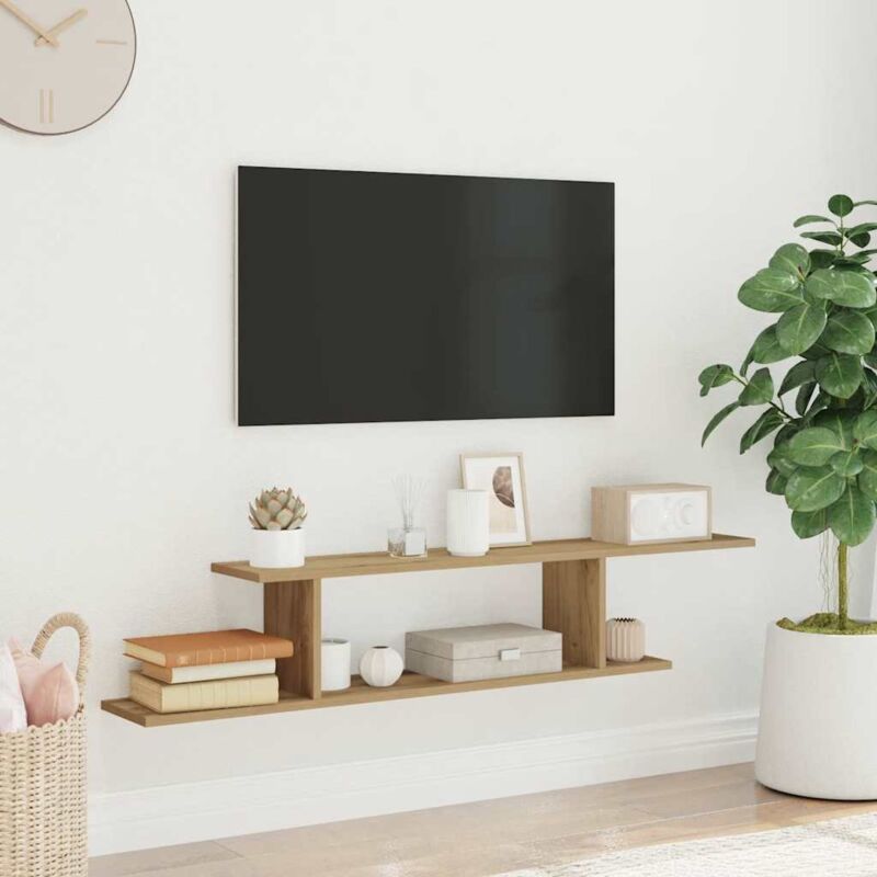 TV-Wandregal Artisan-Eiche 125x18x23 cm Holzwerkstoff Vidaxl