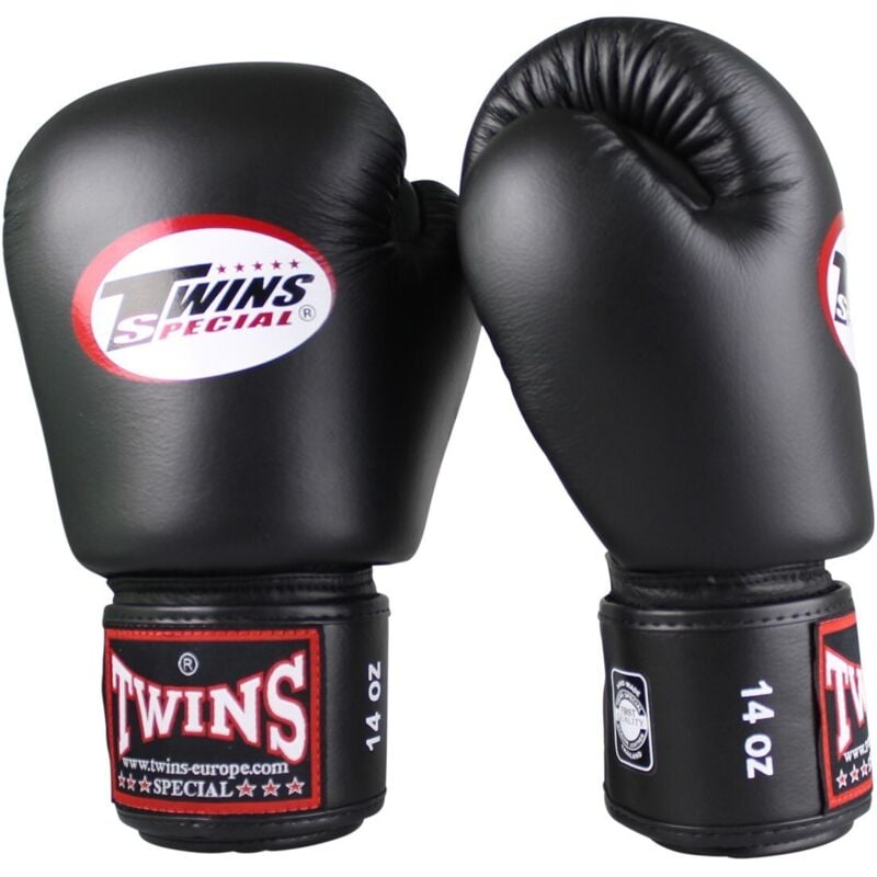 Twins Echtleder-Boxhandschuhe BGVL-3 AIR Schwarz 14oz