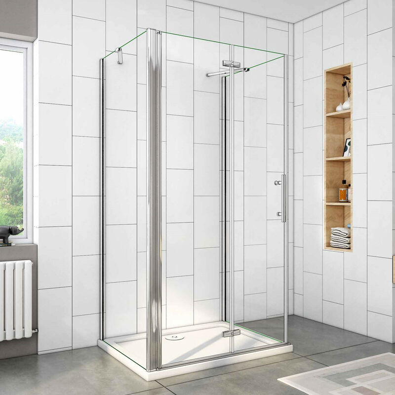 Duschparadies-de - U-Duschkabine Falttür+Drehtür 90x100x90cm (Seitenwand:90cm) u-form Duschkabine Duschabtrennung