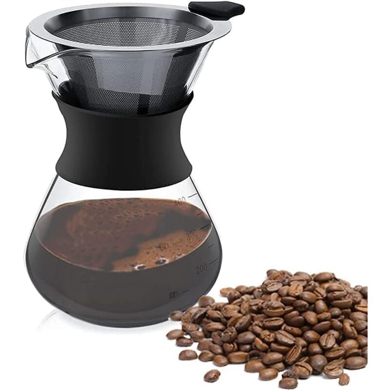 Beijiyi - bergießkaffeemaschine 401 ml, manuelle Kaffeemaschine, Filterkaffeemaschine, Kaffeemaschine mit Dauerfilter, Übergießkaffeemaschine,
