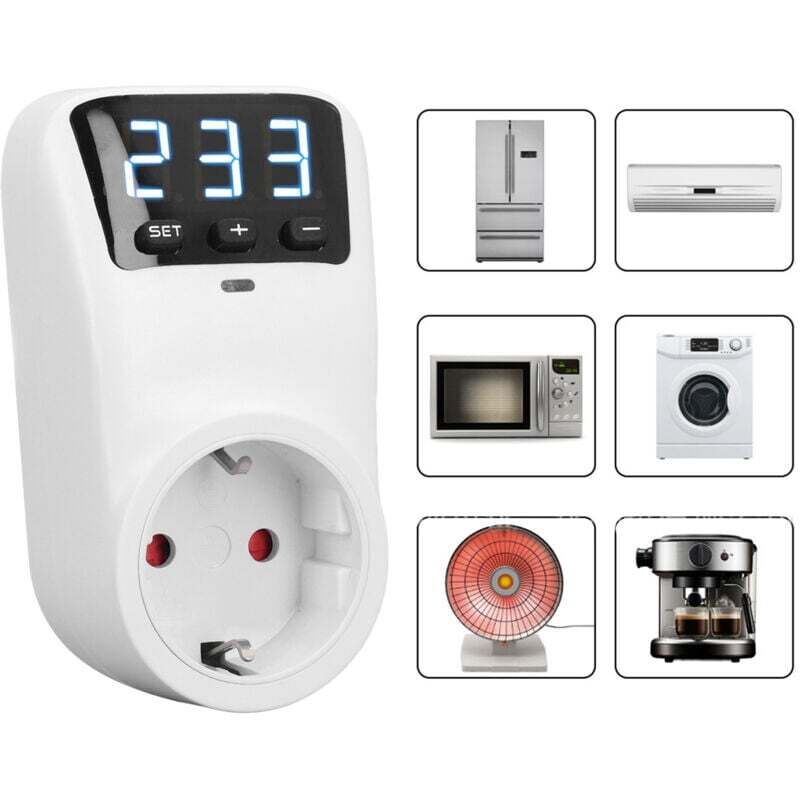 Berspannungsschutz mit digitaler Anzeige, Spannungsschutzsteckdose für Haushaltsgeräte, Kühlschränke, Klimaanlagen, EU-Stecker 230 v 16 a 3680 w