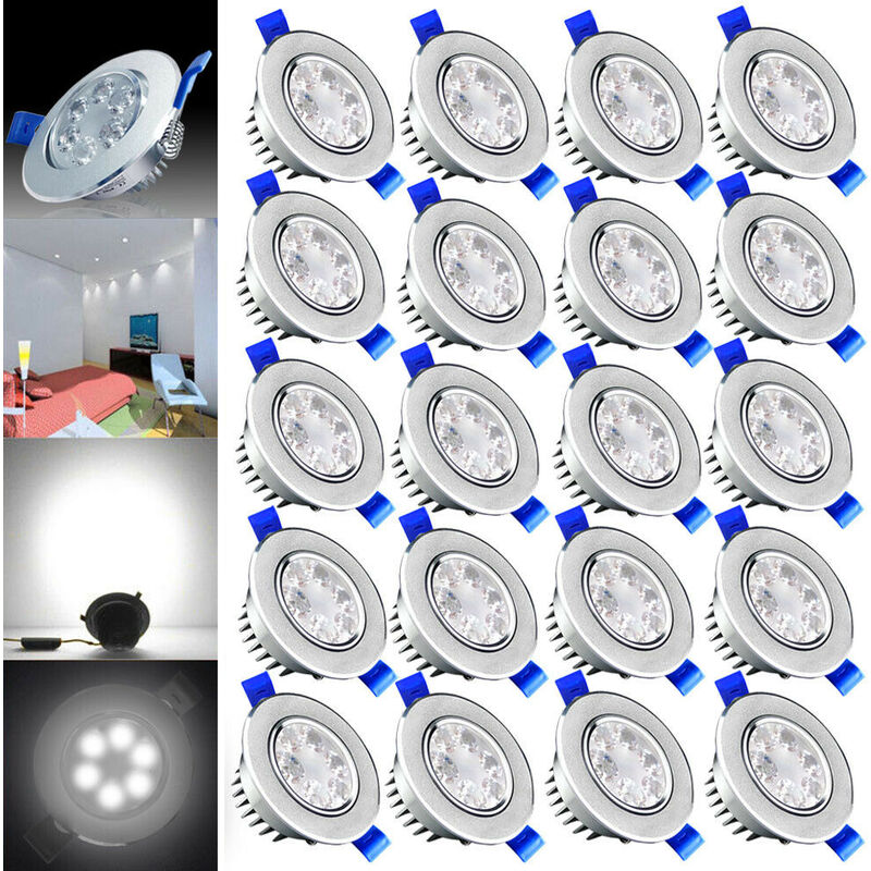 UISEBRT 20X 3W LED Einbaustrahler Schwenkbar 230V 270lm Kaltweiß - LED Einbauleuchte Spot Deckenstrahler (20 X 3W, Kaltweiß)