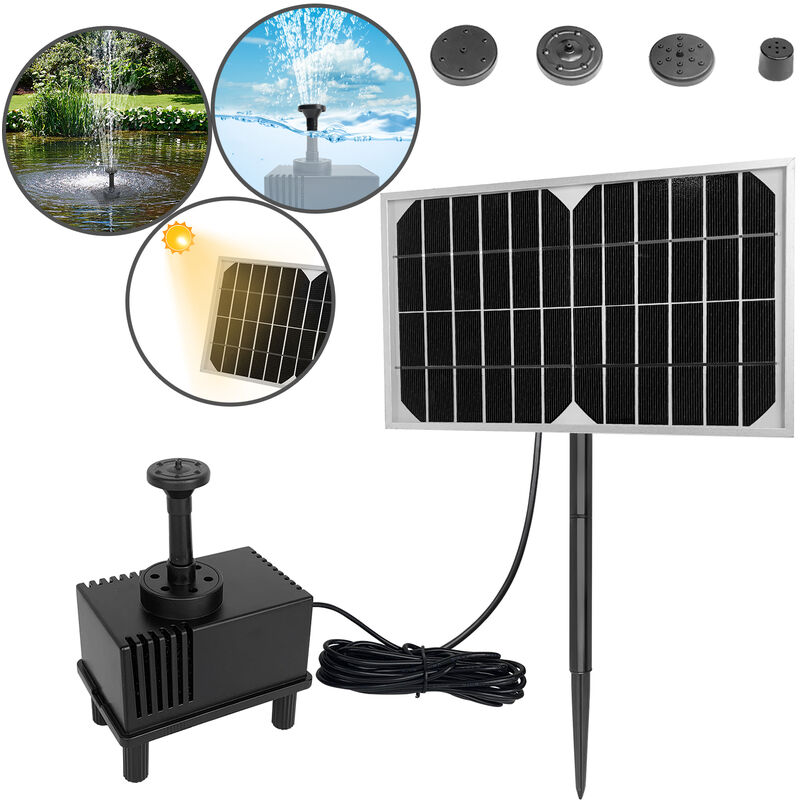 5W Springbrunnen Solarpumpe Wasserspiel Fontäne Solar Pumpe Teichpumpe für Garten,Vogel-Bad,Teich,Fisch-Behälter (5W) - Uisebrt