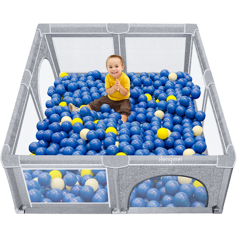 UISEBRT Laufstall Baby Laufgitter Schutzgitter mit Rutschfester Basis und Atmungsaktivem Netz, Stabiler Absperrgitter Aktivitätszentrum für Kinder,