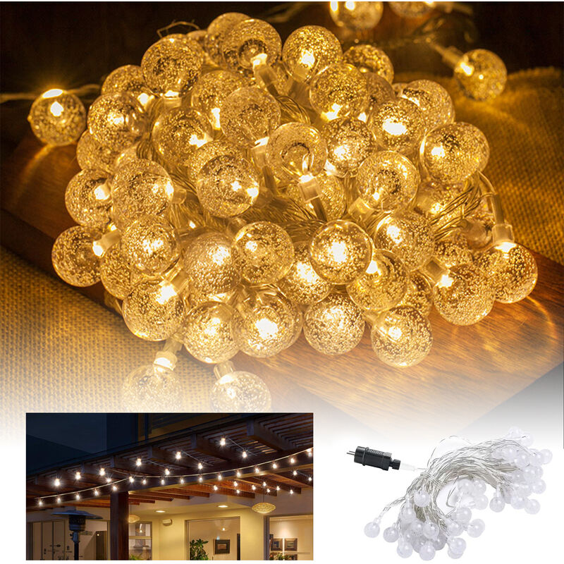 UISEBRT LED Lichterkette Außen, 20M Garten Lichterkette Aussen mit 160 LED Birnen Warmweiß 2200K Wasserdichte Lichterketten für Party, Hochzeit,