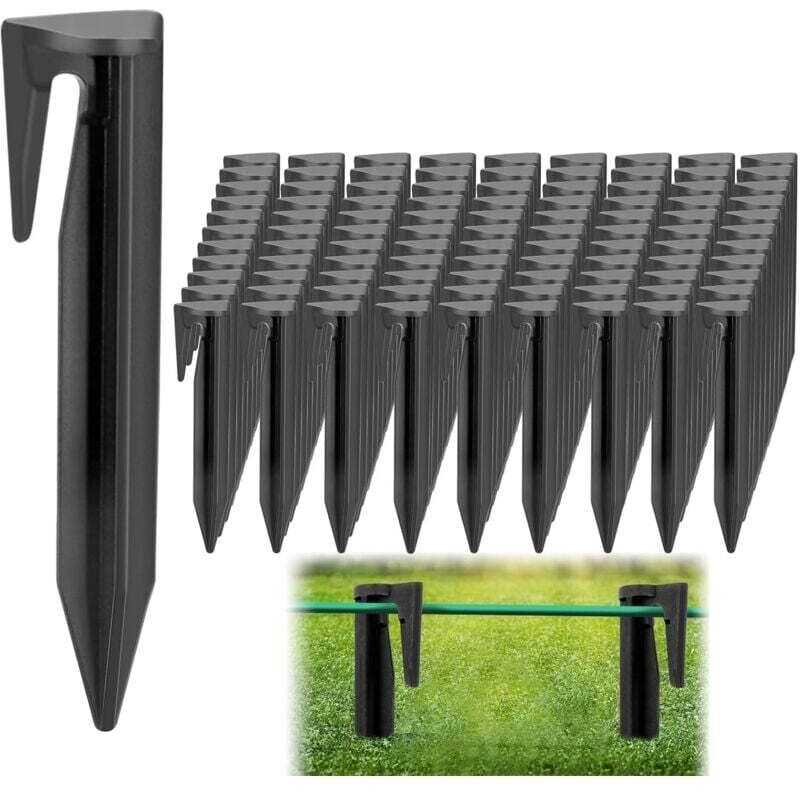 Ulisem 100 Stück Mähroboter-Drahtpfähle, Befestigungspfähle für Begrenzungsdrähte, Haken für Mähroboter, Hakenzubehör für Mähroboter-Begrenzungsdrähte
