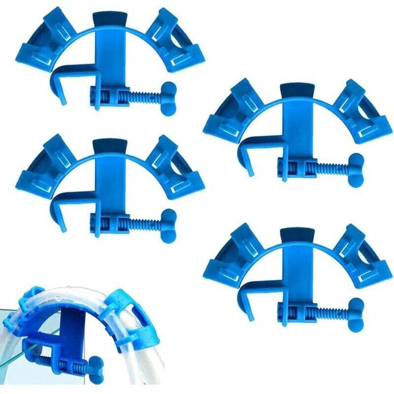 4er-Set Aquarien-Wasserschlauchhalter, verstellbarer Aquarienschlauch, Aquarien-Filter-Wasserschlauchhalter, Schlauchhalter für Montagerohr (blau)