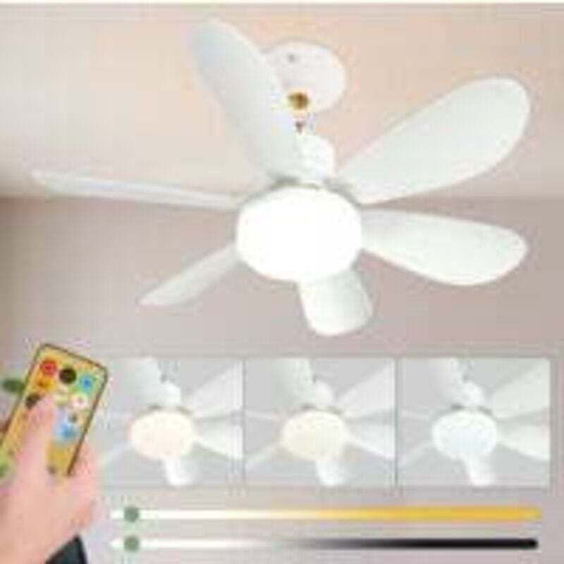 Ulisem 52 cm leiser Deckenventilator mit Licht und Fernbedienung, 40 W Deckenventilatorlampe mit E27-Fassung, dimmbarer LED-Deckenventilator für