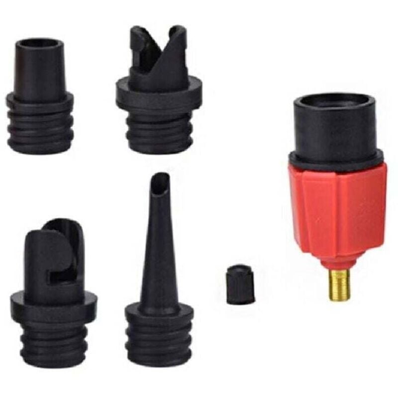Adapter vom Autokompressorventil auf Aufblaspumpe, Aufblasventiladapter mit 4 Düsen für Luftmatratze, Schwimmring/Pool, aufblasbares Bett/Sofa, Boot,