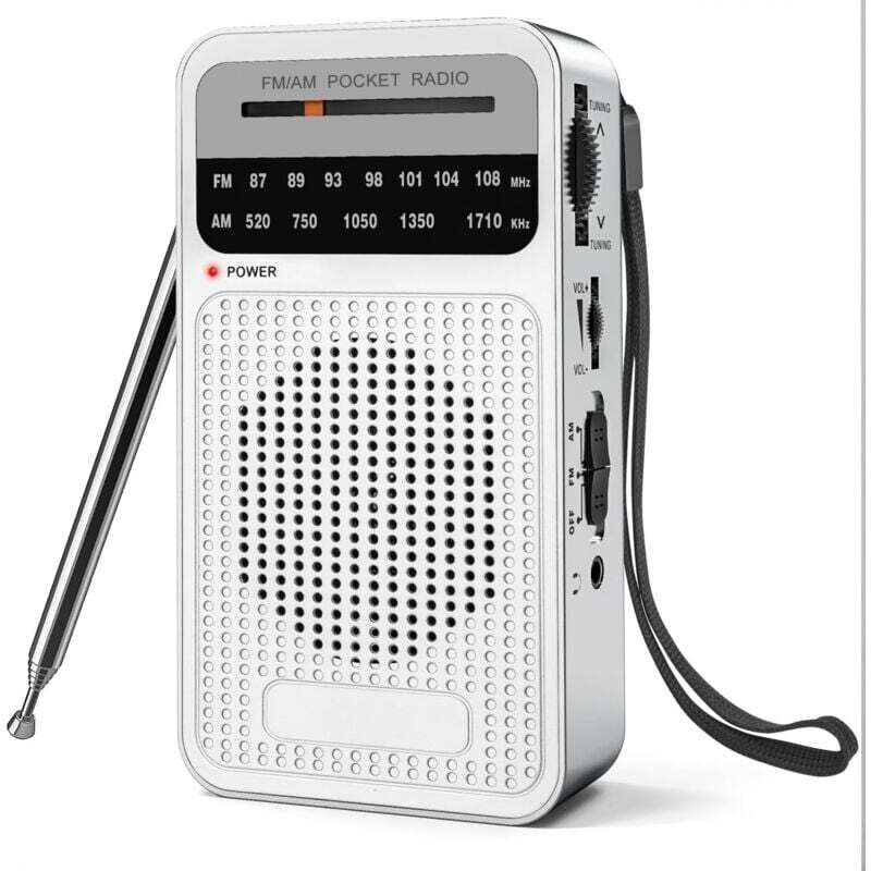 Ulisem AM FM Tragbares Radio, Transistorradio mit leistungsstarkem Lautsprecher, Kopfhöreranschluss, 2AA-Batterien betriebenes Radio für Empfang über