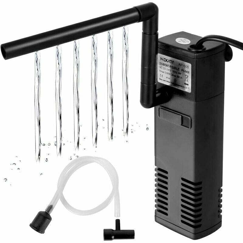 Ulisem Aquariumfilter, Wasserdurchfluss 4 W, 600 l/h, Innenfilter für Aquarium, 60 l, Aquarium-Filterpumpe mit Filterschwämmen für Fische