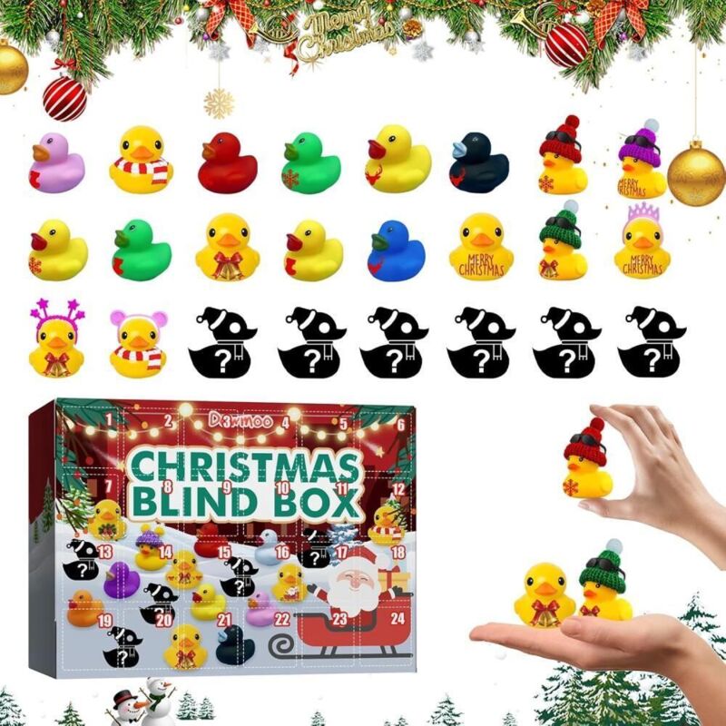 Vtizikl Calendrier de l'Avent 2025,Canards de Noël du calendrier de l'Avent,Canard de collection Halloween,24 pièces de chaussettes de Noël,Flotateur
