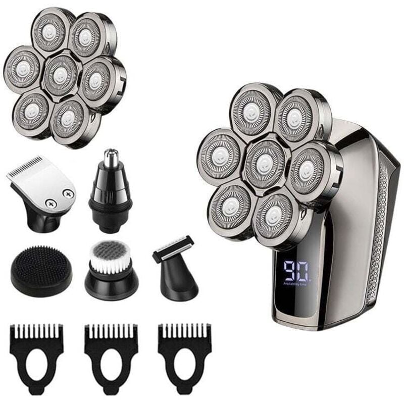 Ulisem Elektrorasierer für Männer, 6-in-1 wiederaufladbarer kabelloser Elektrorasierer, wasserdichtes Rotationspflegeset
