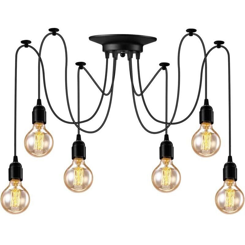 Ulisem - Spinnen-Kronleuchter, Pendelleuchte, 6 Köpfe, industrielle Hängelampe, Retro-Kronleuchter, Vintage-Leuchte für Wohnzimmer, Küche,