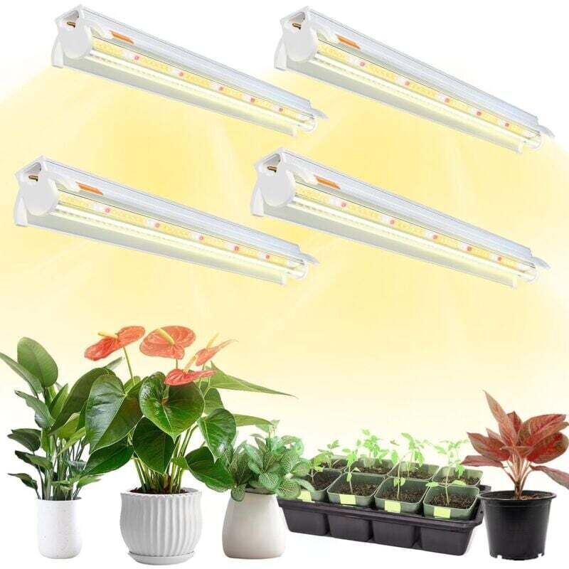 4pcs T5 Pflanzenlicht, Vollspektrum 42cm led Wachstumslichter, Pflanzenwachstumslampe mit Reflektor/Daisy-Chain-Design für Setzlinge, Wachstumsregale