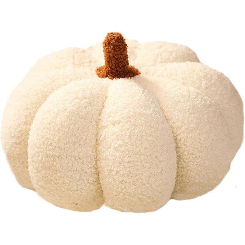 UlisemDecorative Kürbis-Plüschkissen, Kürbiskissen, Halloween-Dekoration, Halloween-Plüsch-Kürbiskissen, 30 cm (weiß)