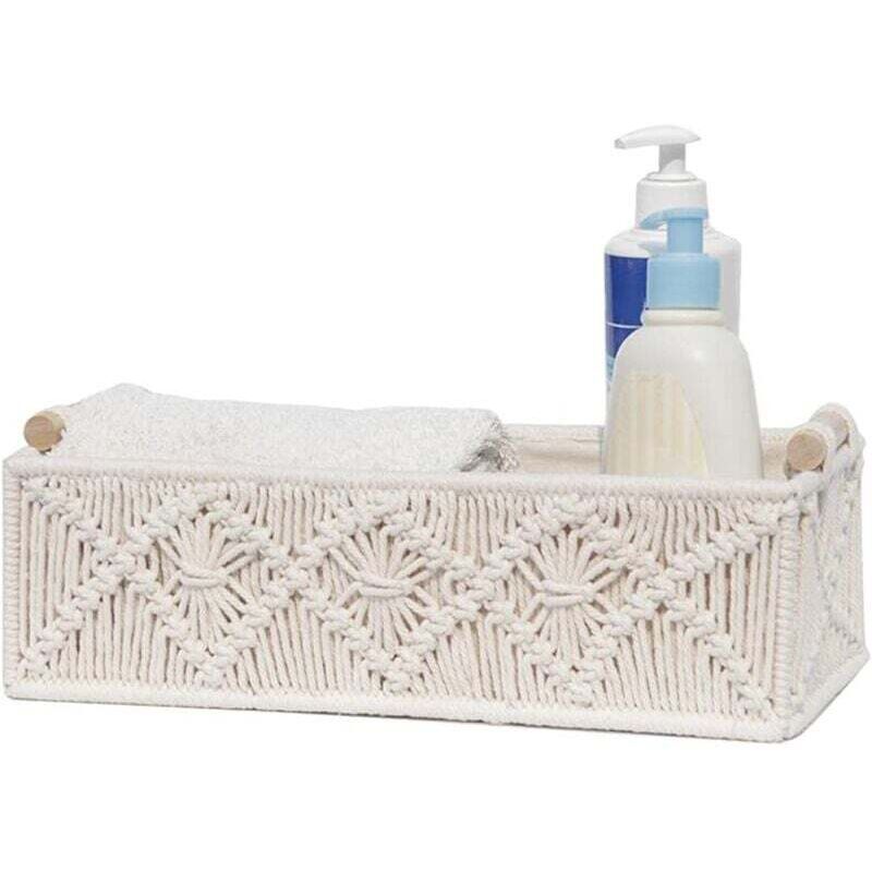 UlisemDekorativer Aufbewahrungskorb mit Quasten – Bohème-Stil – Dekorativer geflochtener Arbeitsplattenkorb