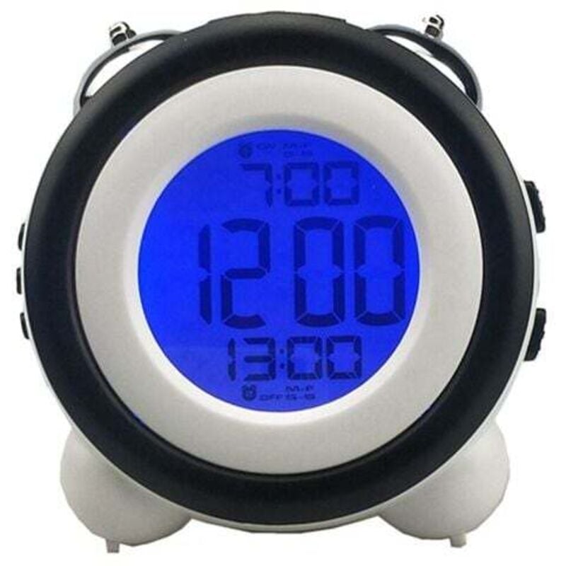 UlisemSmart Wecker, Nachttischlampe mit Doppelglocke aus Metall, Nachtlicht mit Smart-Sensor, elektronischer Wecker, leuchtende Uhr für Kinder