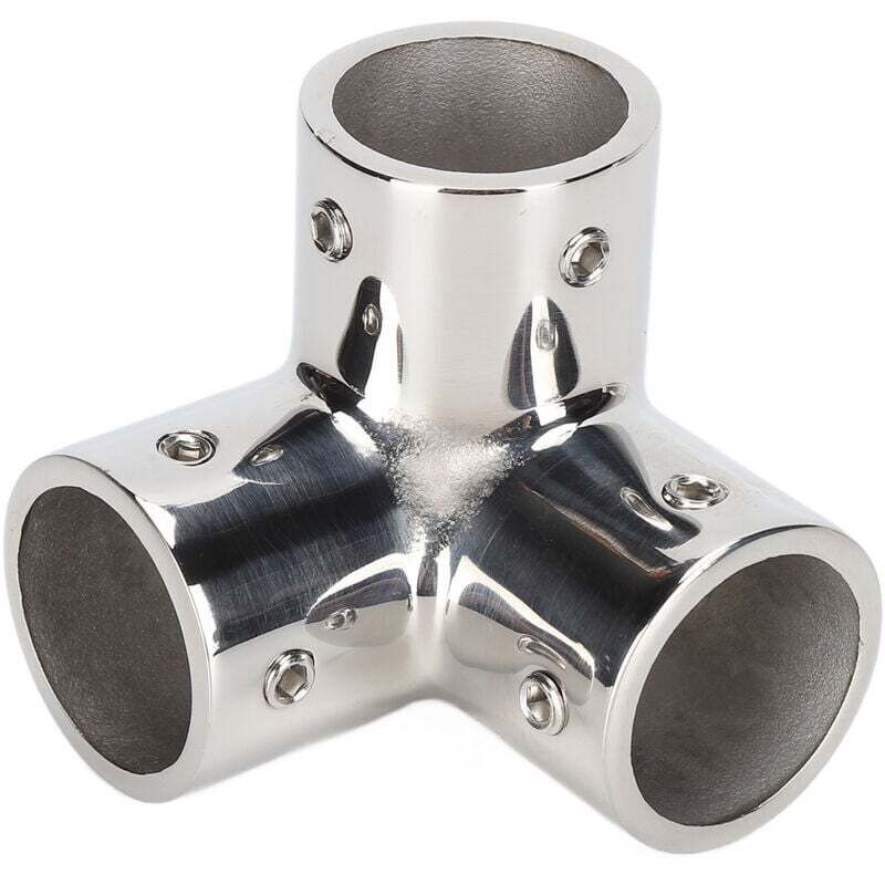 Ulisem T-Stück, 3-Wege-Winkel-T-Stück, hochglanzpolierte Winkelrohrverschraubungen aus Edelstahl 316 für Yacht-Handläufe (Φ22 mm)