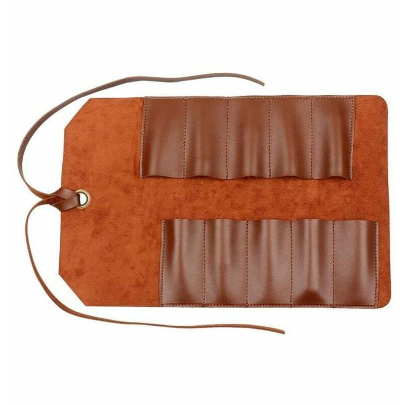 UlisemTool Leder-Rolltasche, 10 Taschen, Mehrbenutzer-Organizer, Wickeltasche für Holzbearbeitungs-Schraubenschlüssel, Hellbraun, Werkzeugtasche