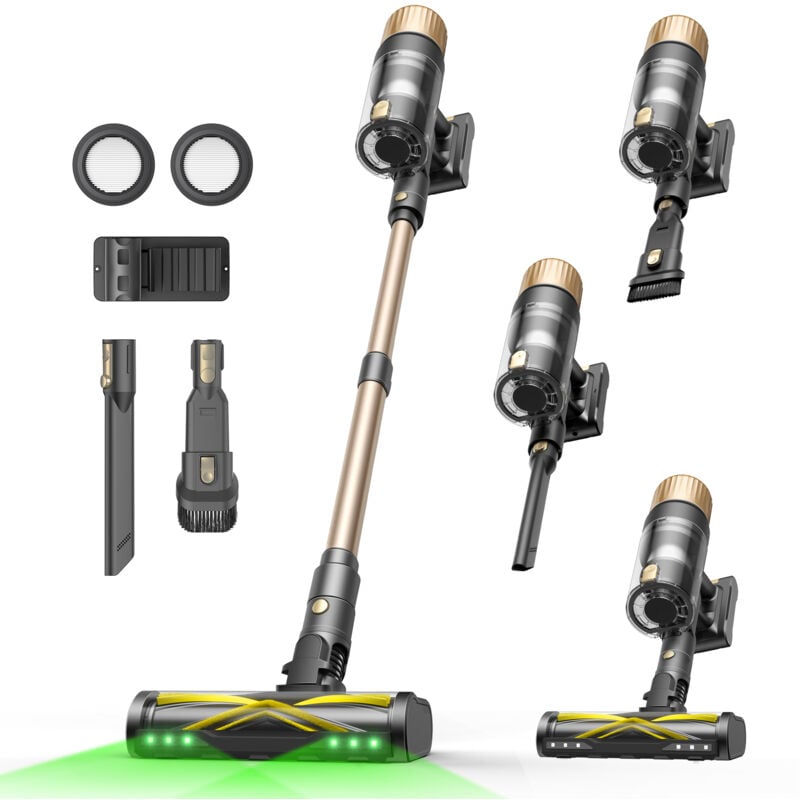 Ultenic - UU15 Akku Staubsauger, 50000Pa/ 65Min,Anti-Verhedderungs-Bürste, Teleskoprohr & Freistehend, Staubsauger Kabellos mit GreenEye Technologie,