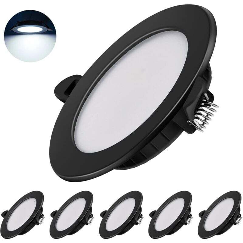 Ultradünne LED-Einbaustrahler 230 V – 6er-Pack 7-W-Einbaustrahler, energieeffiziente Deckenstrahler, Schutzart IP44, für Bad, Küche, Wohnzimmer