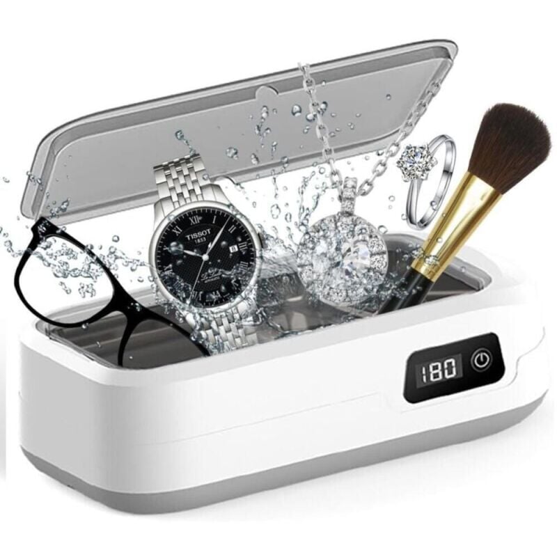 Ultraschallreiniger, 49 kHz Ultraschallreiniger für Brillen, 640 ml Ultraschallreiniger mit LED-Digitalanzeige, 4 Timer-Stufen-Reiniger für Brillen,