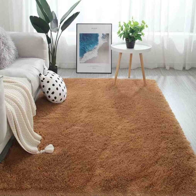 Ultraweicher, moderner, flauschiger Teppich für den Innenbereich, für Wohnzimmer, Kinderzimmer, Schlafzimmer, Heimdekoration, Kinderzimmer, Khaki –