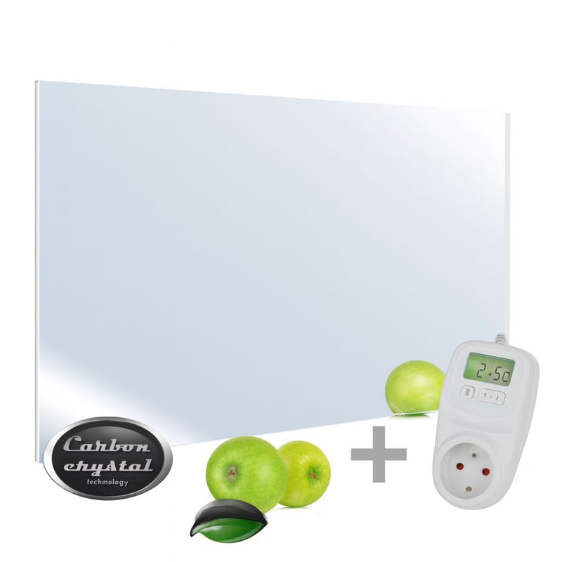 UMBRELLA® H450 Spiegel-Infrarotheizung 450 W mit Thermostat TH10 – Kompaktes Heizpaneel mit Carbon-Crystal-Technologie – Flache Wandheizung mit