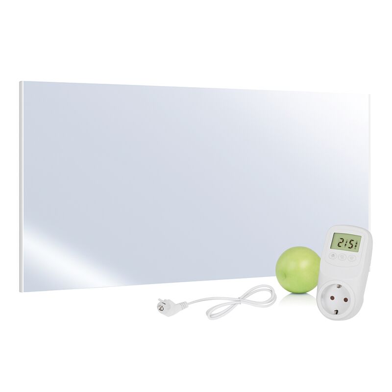 UMBRELLA® H700 Spiegel-Infrarotheizung 700 W mit Thermostat TH10 – Kompaktes Heizpaneel mit Carbon-Crystal-Technologie – Flache Wandheizung mit