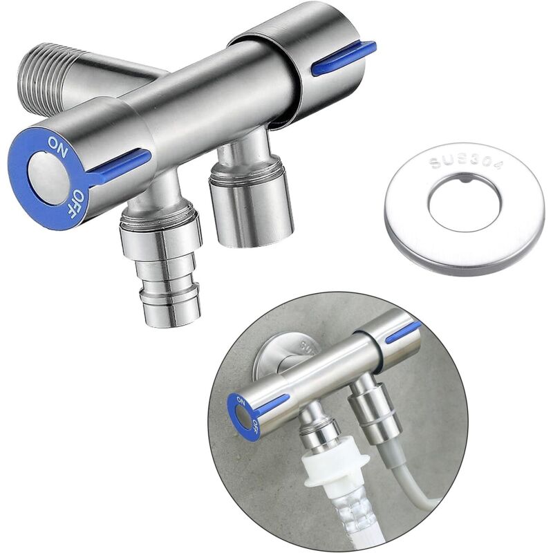 Umschaltventil Eckventil Messing Universal 1/2' Regulier-Absperrventil mit Griff für G1/2' Duschkopf Toilette, Waschmaschine, Toilette, Garten (A)